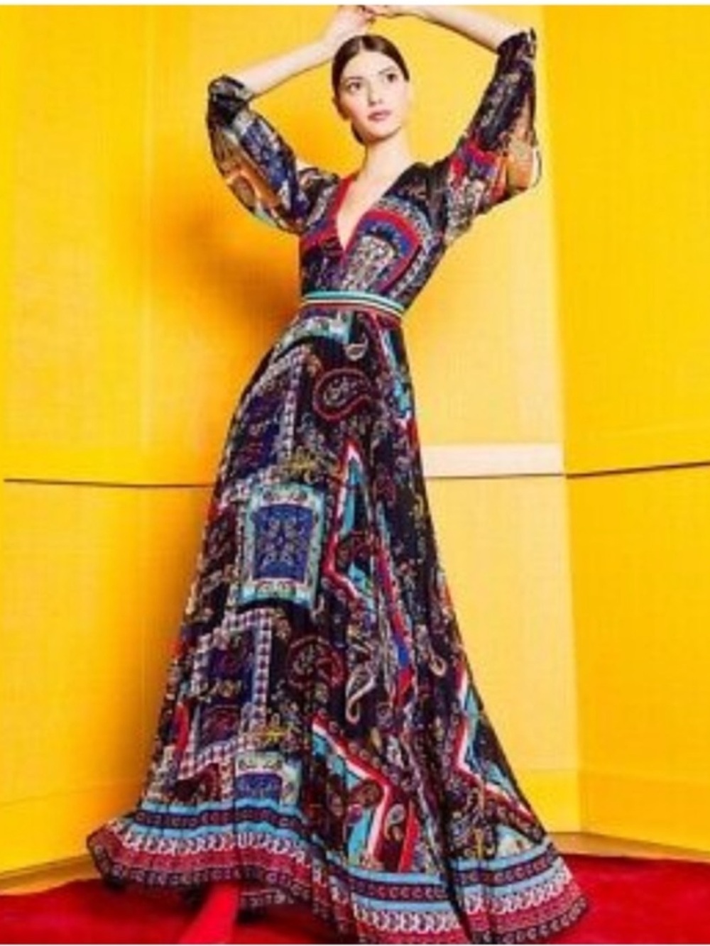 ALICE + OLIVIA Cheney Pleated Maxi Dress